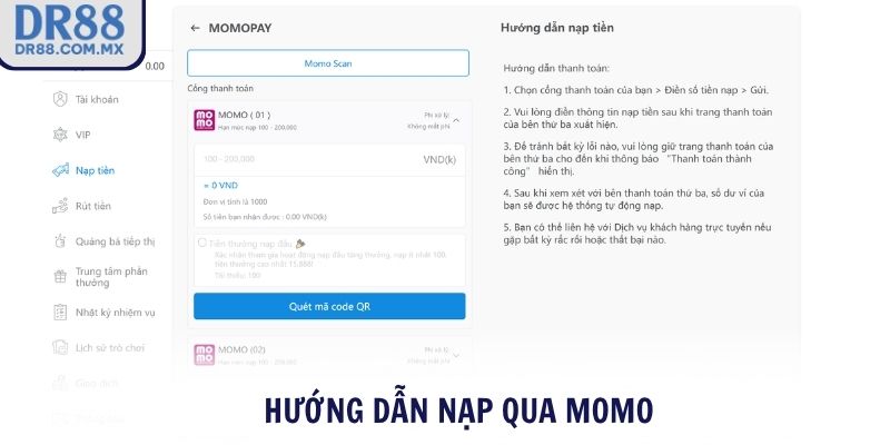 Nạp Tiền DR88 Dễ Dàng - Thưởng 100% Cho Thành Viên Mới - pezogi
